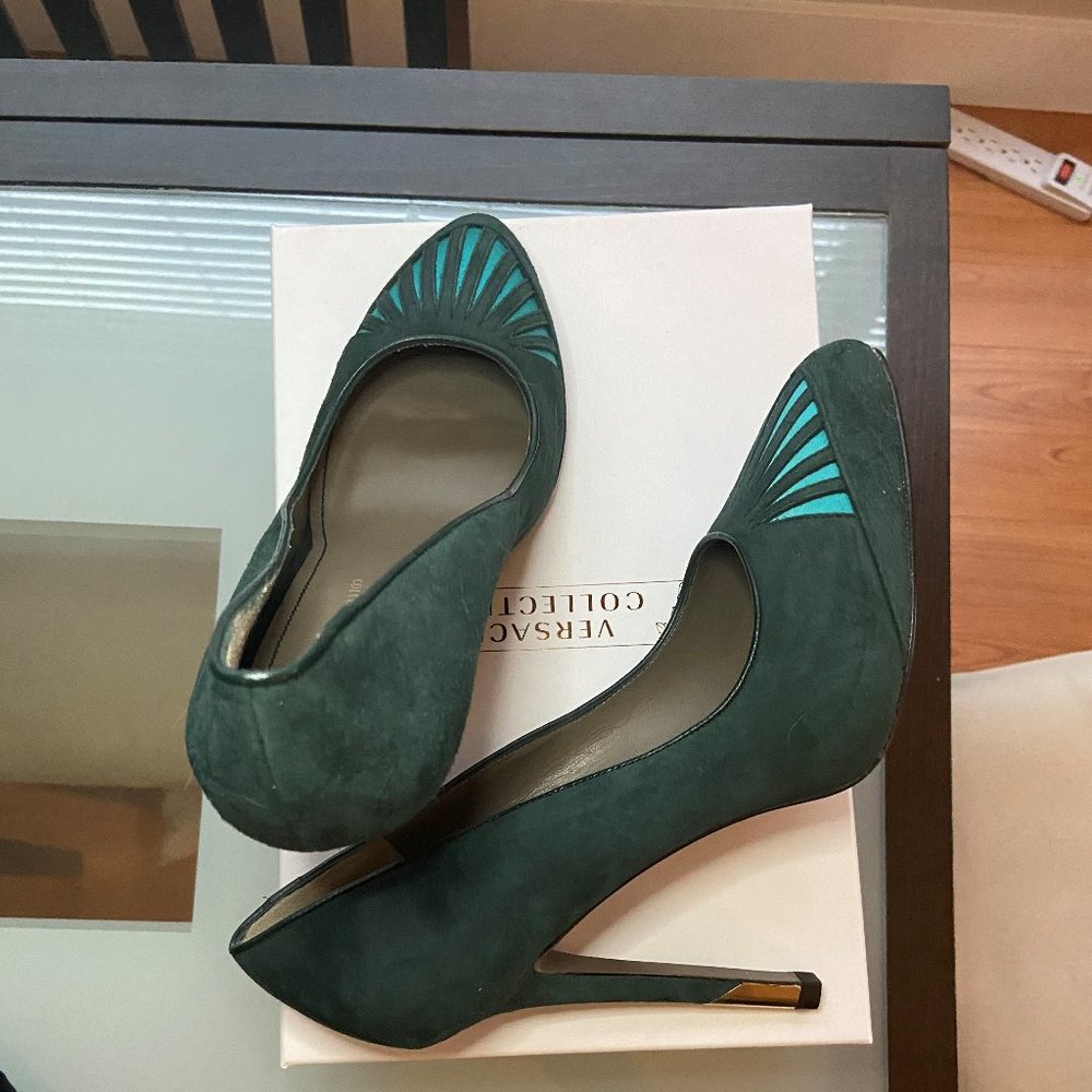 Versace Collection Green Suede Pumps